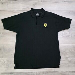 Vtg Ferrari Men's L Black Short Sleeve Big Logo T-shirt Exotic Car Top Shirt